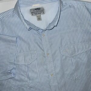 Aftco Aftech Fishing Mens 2XL Performance Vented Check Shirt Blue White Outdoors